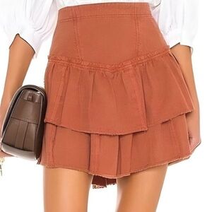 Free People Ruffles In The Sand Mini Skirt in Petrichor Rust Size 10
